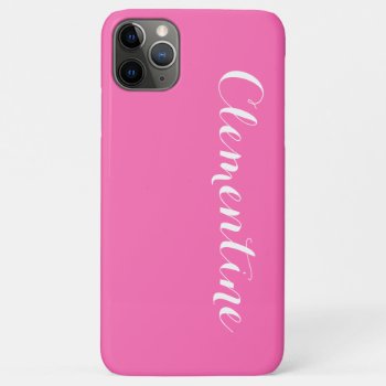 Solid Hot Pink Background  Name Monogram Iphone 11 Pro Max Case by FantabulousCases at Zazzle