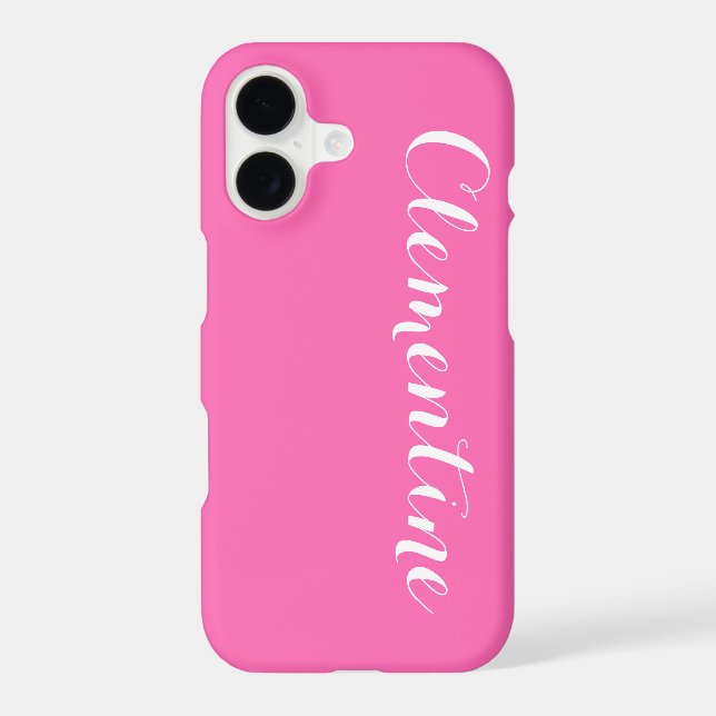 Solid Hot Pink Background, Name Monogram Iphone Case (Back)