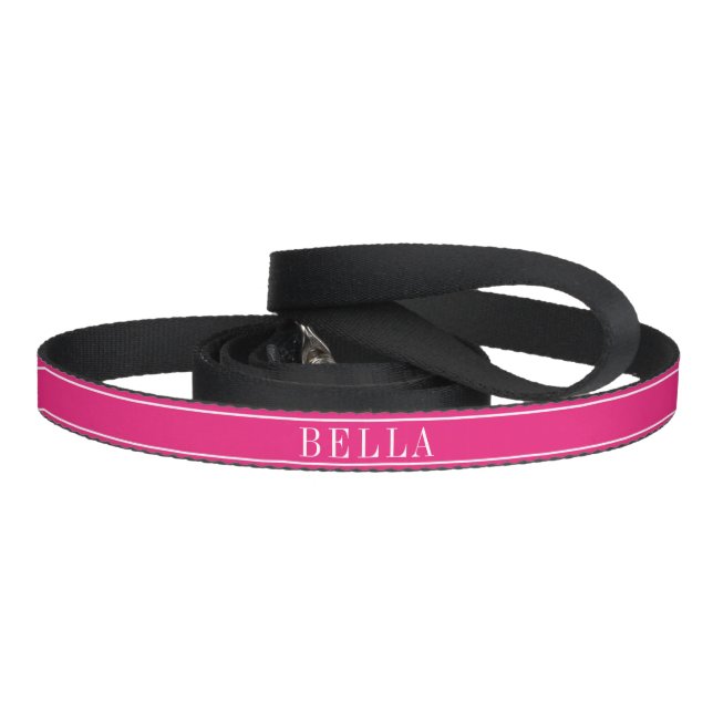 Solid Hot Pink Color with Personalized Name Pet Leash (Handle)