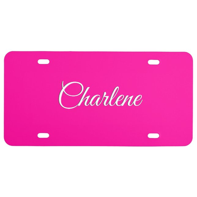 Solid Hot Pink Personal License Plate (Front)