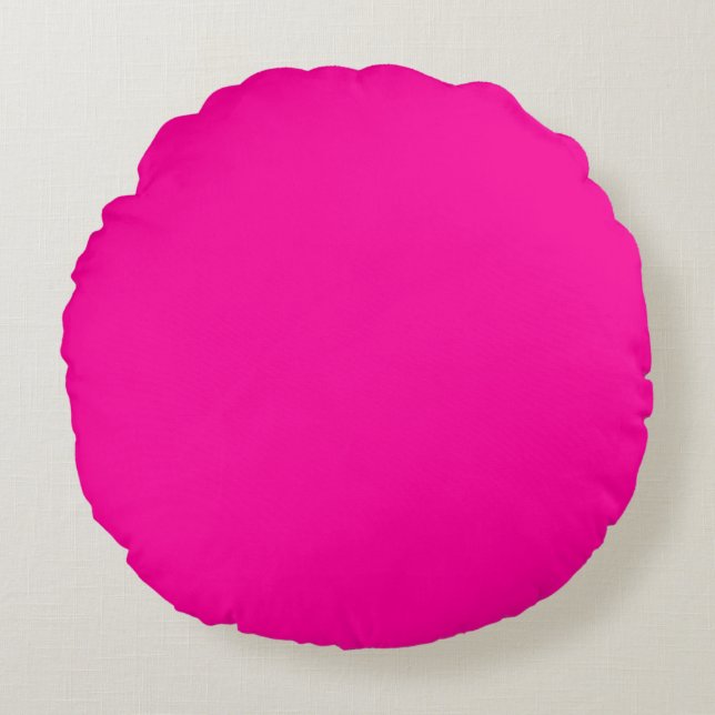 Solid Hot Pink Round Pillow (Front)