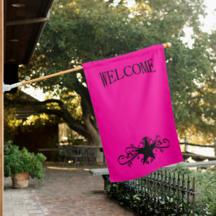 Solid Hot Pink Welcome House Flag