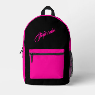Solid Hot Pink with Name Printed Backpack