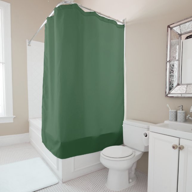 Solid Hunter Green Shower Curtain (In Situ)