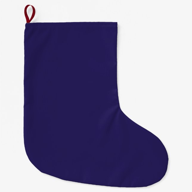 Solid Indigo Blue Elegant Modern Minimalist Simple Large Christmas Stocking (Front)