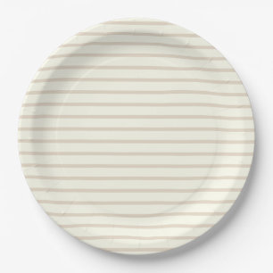 Solid Ivory & Almond Color Minimalist Plain Modern Paper Plates