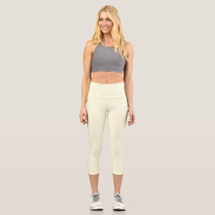 Solid Ivory Color Capri Leggings