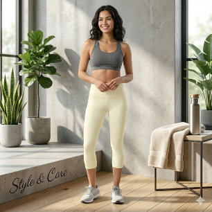 Solid Ivory Color Capri Leggings