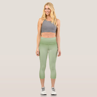 Solid Jade Green Celadon  Capri Leggings