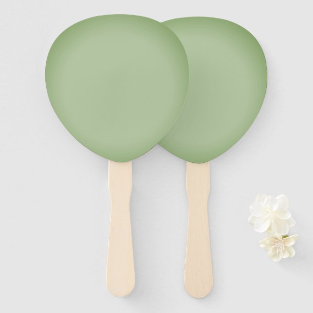 Solid Jade Green Celadon  Hand Fan (Front and Back)