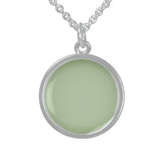 Solid Jade Green Celadon  Sterling Silver Necklace