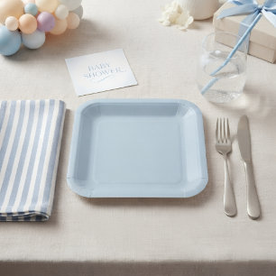 Solid Light Blue Disposable Plates for First Rodeo