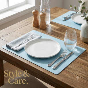 Solid Light Blue Laminated Placemat – Durable & Ch