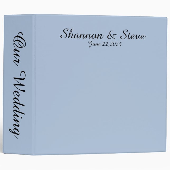 Solid Light Blue Personal Wedding Binder (Front/Spine)