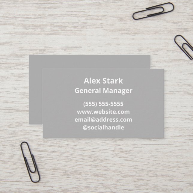 Solid Light Gray Business Cards (Front/Back In Situ)