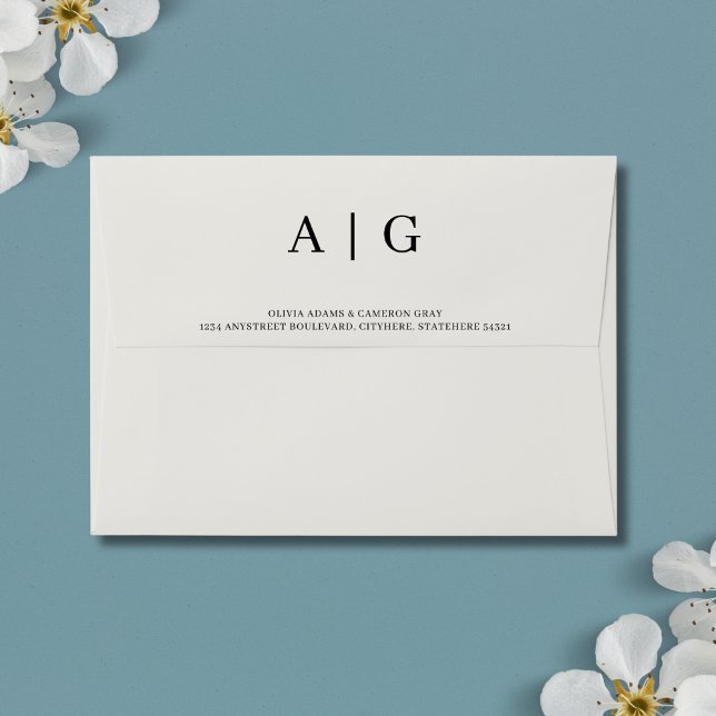 Solid Light Gray Wedding 5x7 Envelope (Cloud Dancer White Wedding Envelope)