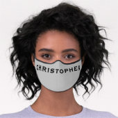 Solid Light Gray with Name Minimalist Premium Face Mask (Worn)