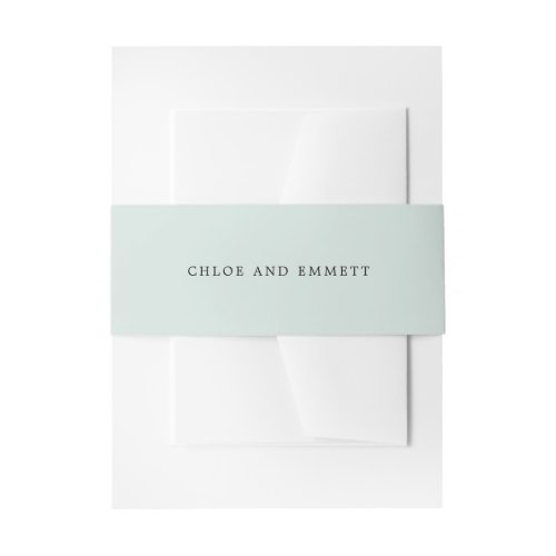 Solid Light Sage Green Personalized Wedding Invitation Belly Band