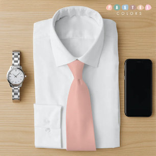 Solid Light Soft Pastel Orange Salmon Pink Color Neck Tie