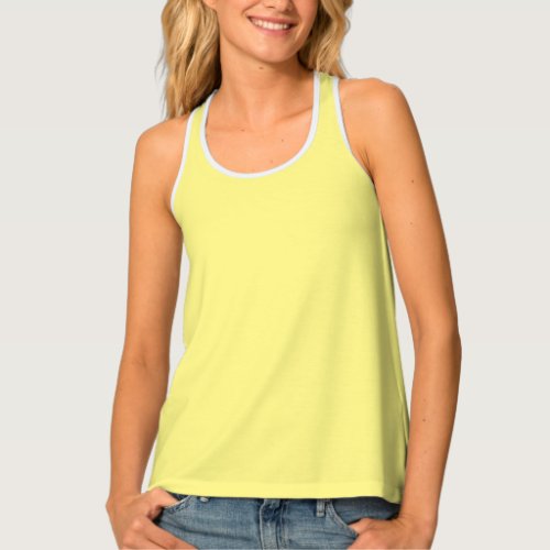 Solid Light Yellow Color Polka Dots Black  Tank Top