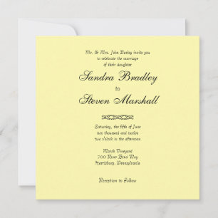 Solid Light Yellow Wedding Invitations