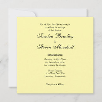 Solid Light Yellow Wedding Invitations