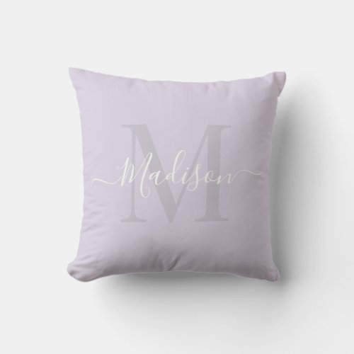 Solid Lilac Lavender Purple Custom Monogram Name Throw Pillow
