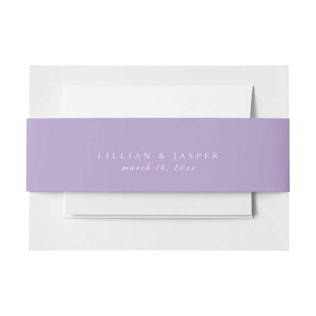 Solid Lilac Purple Wedding Invitation Belly Band (Front Example)