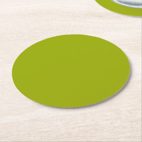 Solid Lime Green Round Paper Coaster