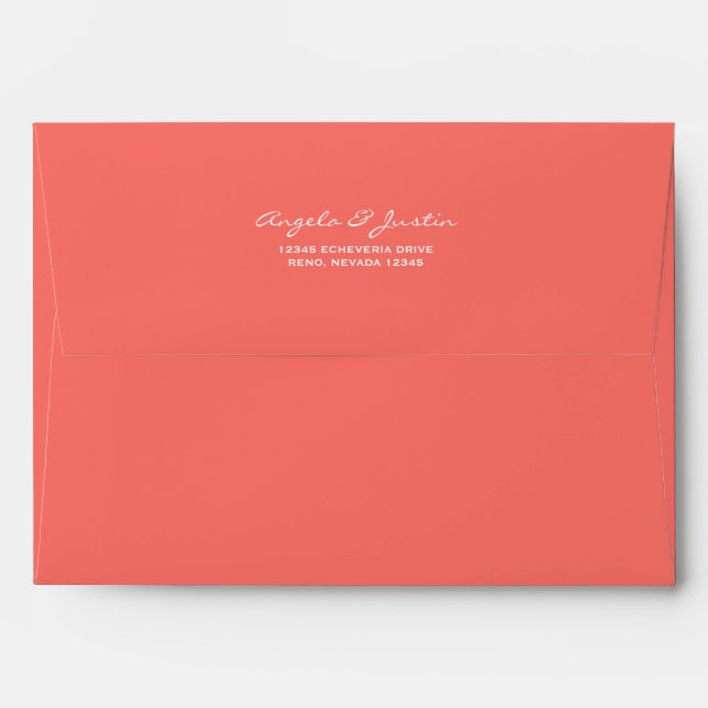 Solid Live Coral Color Envelope (Back (Top Flap))
