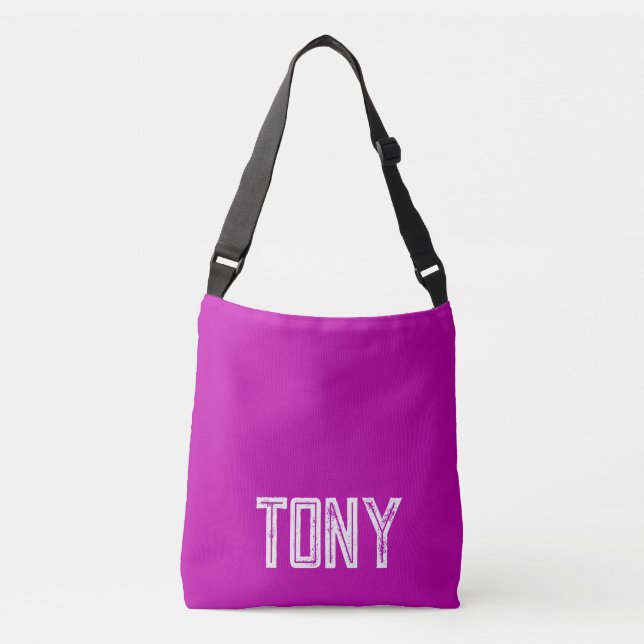Solid Magenta Custom Name Monogram Crossbody Bag (Front)