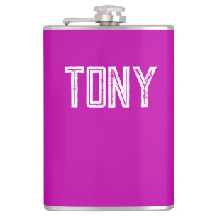 Solid Magenta Custom Name Monogram Flask