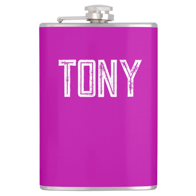 Solid Magenta Custom Name Monogram Flask (Front)