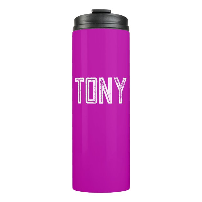 Solid Magenta Custom Name Monogram Thermal Tumbler (Front)