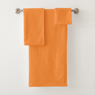 solid mango orange color bath towel set