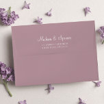 Solid Mauve Purple Wedding 5x7 Envelope<br><div class="desc">A customizable solid mauve 5X7 envelope with a white lining inside. This personalized elegant solid purple envelope is a classy way to send invitations. 
Personalize this design with your own return address on the back flap. Perfect for birthday,  wedding,  bachelorette party,  bridal shower or baby shower.</div>