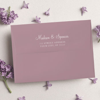 Solid Mauve Purple Wedding 5x7 Envelope by maylilly at Zazzle