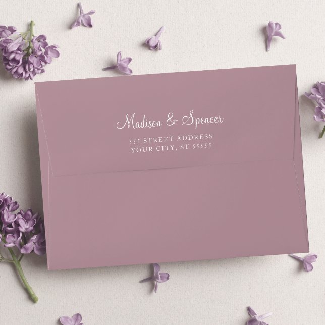 Solid Mauve Purple Wedding 5x7 Envelope (Purple Mauve Wedding Envelope)