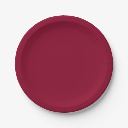 Solid medium berry red paper plates