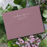 Solid Medium Dusty Mauve Pink Wedding 5x7 Envelope<br><div class="desc">A customizable handwriting medium dusty mauve 5X7 envelope with a white lining inside. This personalized elegant solid pink purple envelope is a classy way to send invitations. Personalize this design with your own handwritten return address on the back flap. Perfect for birthday, wedding, bachelorette party, bridal shower or baby shower....</div>