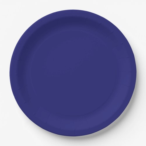 Solid Midnight Blue Color Minimalist Plain Paper Plates