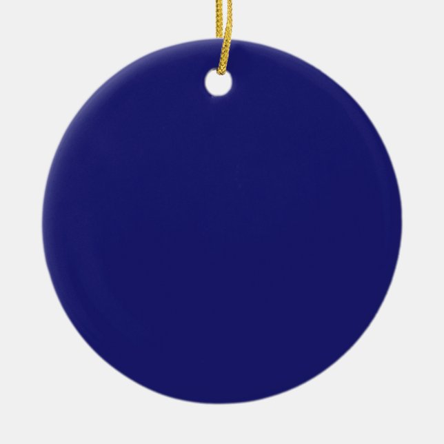 Solid Midnight Blue Elegant Modern Minimalist Ceramic Ornament (Front)