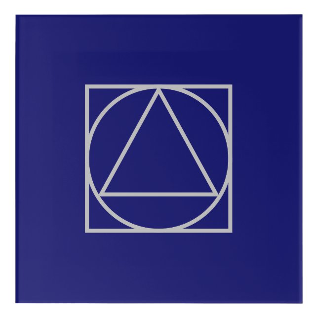 Solid Midnight Blue Square Circle Triangle Shapes Acrylic Print (Front)