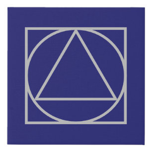 Solid Midnight Blue Square Circle Triangle Shapes Faux Canvas Print