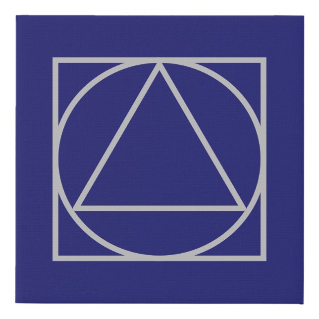 Solid Midnight Blue Square Circle Triangle Shapes Faux Canvas Print (Front)