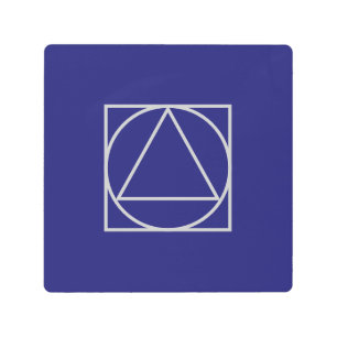 Solid Midnight Blue Square Circle Triangle Shapes Metal Print