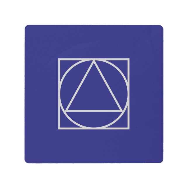 Solid Midnight Blue Square Circle Triangle Shapes Metal Print (Front)