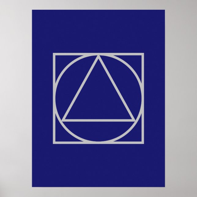 Solid Midnight Blue Square Circle Triangle Shapes Poster (Front)