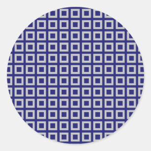 Solid Midnight Blue Square Shapes Classic Round Sticker