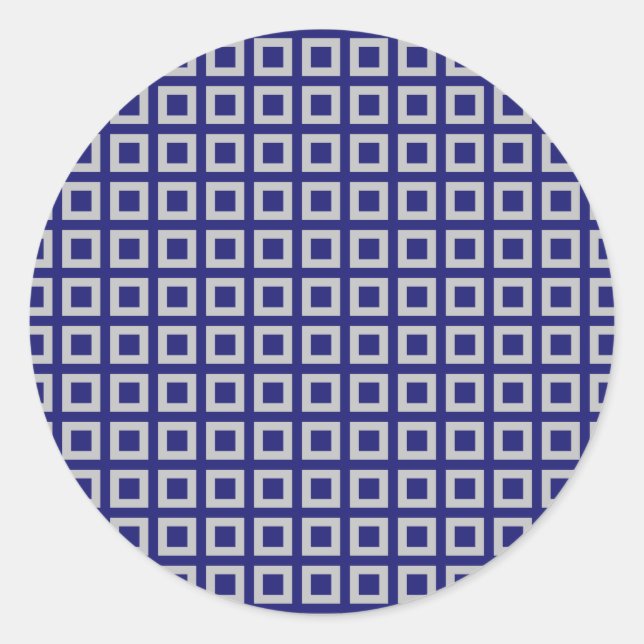 Solid Midnight Blue Square Shapes Classic Round Sticker (Front)
